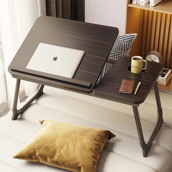 Masa pliabila pentru laptop cu suport pentru pahar, reglabila pe inaltime 5 pozitii, 55.3 x 24 x 32 cm, negru