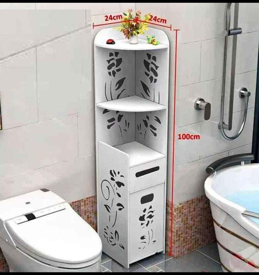 Dulap vertical pentru baie, 3 polite, 2 sertare 100x24x24/120x27x27 cm