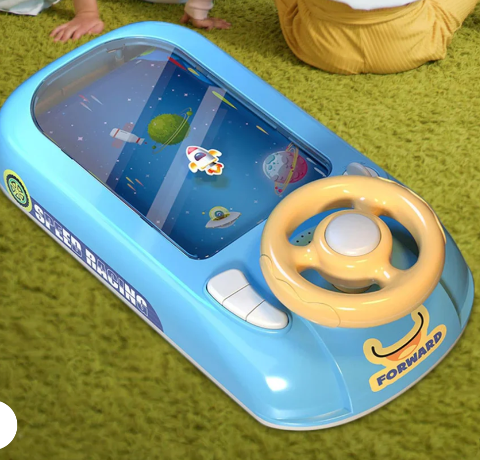 Jucarie Interactiva volan de condus cu circuit curse, sunete si functii, alimentare USB, pentru Copii 3-6 Ani