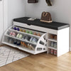 Dulap pentru pantofi tip bancheta, 100 x 30 x 51 cm, Alb/Maro/Gri