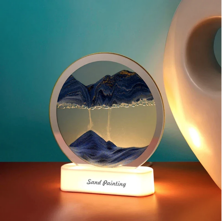 Lampa decorativa tip clepsidra, nisipuri miscatoare, Moving Sand Art