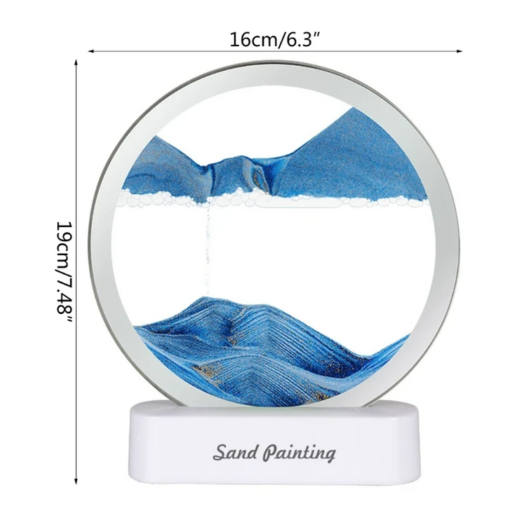 Lampa decorativa tip clepsidra, nisipuri miscatoare, Moving Sand Art