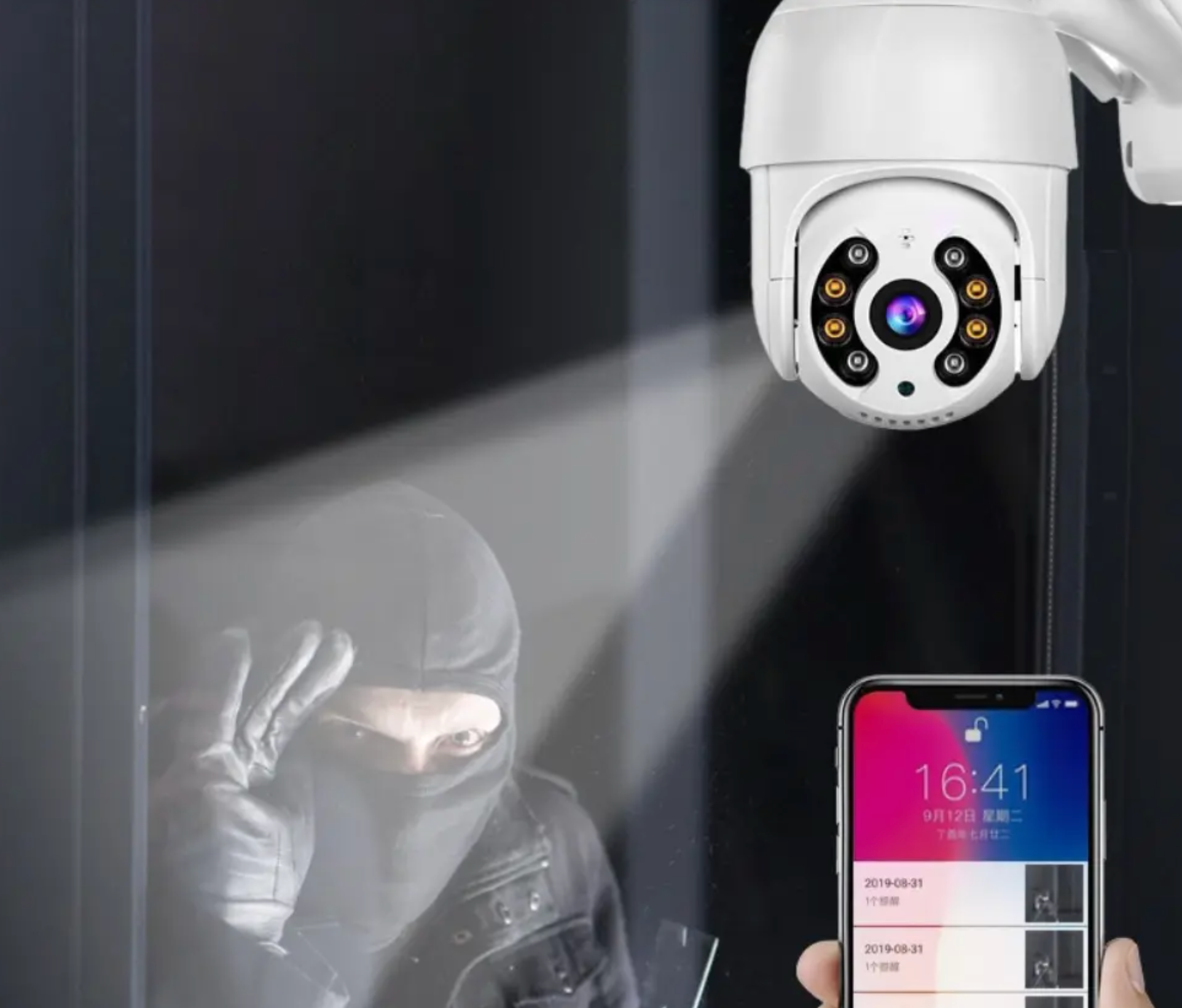 Set 2 x Camera de Supraveghere WIFI, interior exterior, rotire 360 grade, vedere nocturna