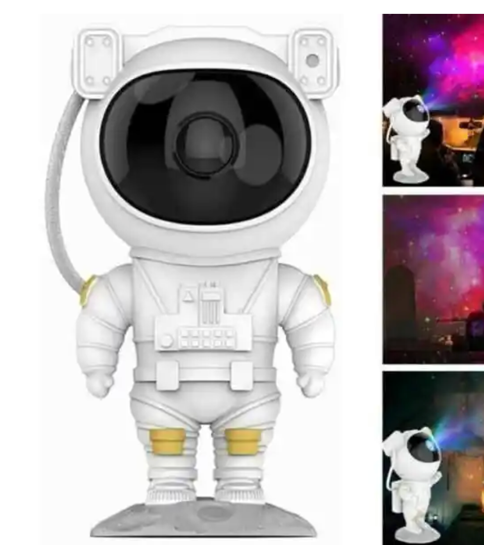 Proiector Laser Astronaut cu Joc de Lumini Aurora Boreala si Stele, Reglare 360, Timer, Setare Luminozitate, Telecomanda