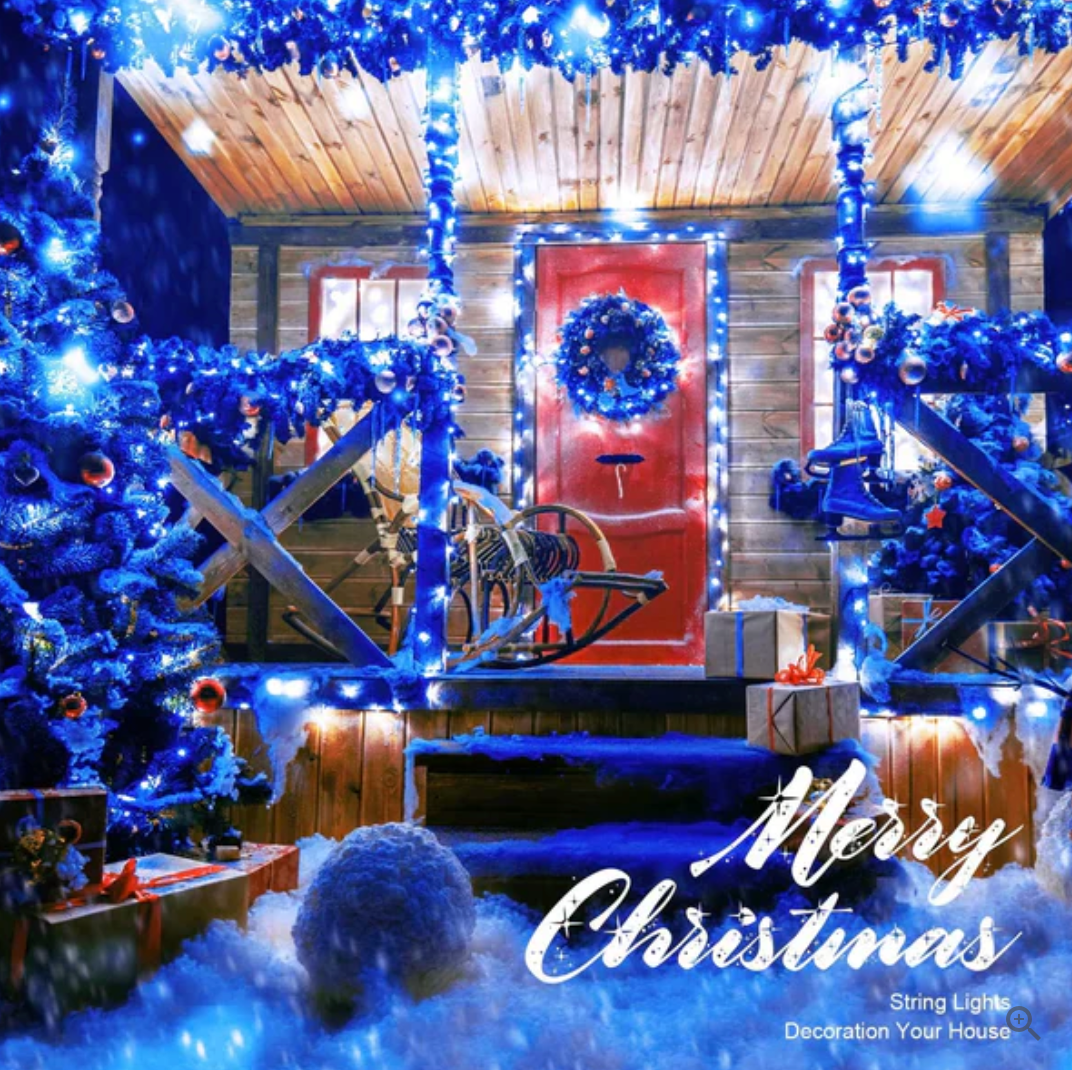 1+1 GRATIS:Instalatie De Craciun, Tip Rola, Cu 500 LED-uri Mari, Interior sau Exterior, Rezistenta La Vreme Rea, 50 m, Albastru