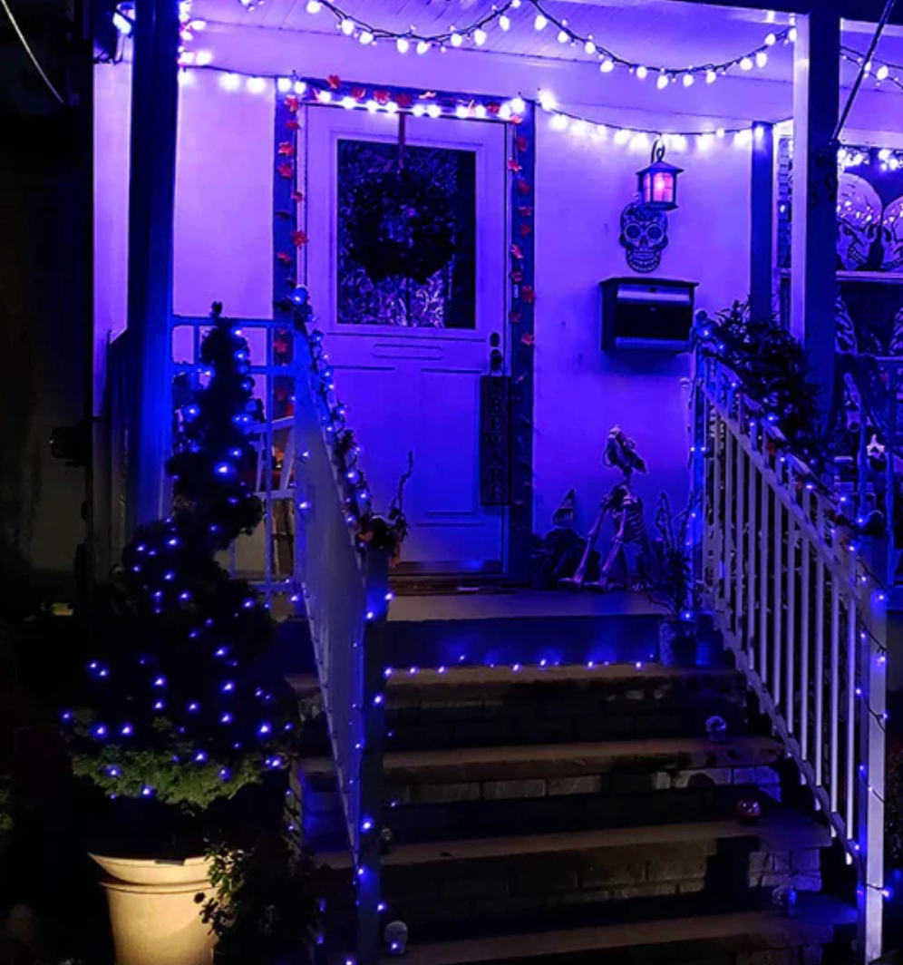 1+1 GRATIS:Instalatie De Craciun, Tip Rola, Cu 500 LED-uri Mari, Interior sau Exterior, Rezistenta La Vreme Rea, 50 m, Albastru