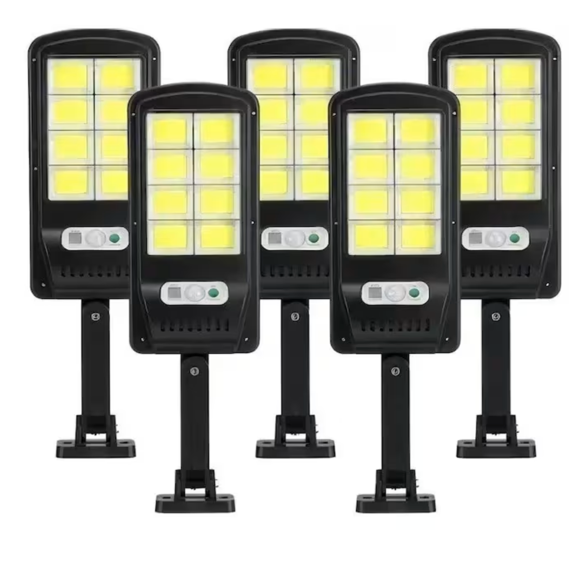 Set 5 x Lampa solara 8 celule, cu incarcare solara, 100W, 160 LED-uri COB, telecomanda