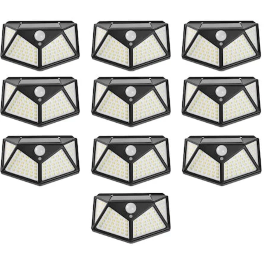 Set 10 Lampi solare de perete cu senzor de miscare 100 led