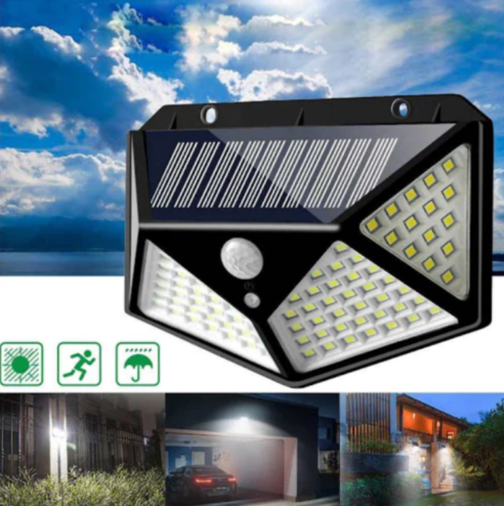 Set 10 Lampi solare de perete cu senzor de miscare 100 led