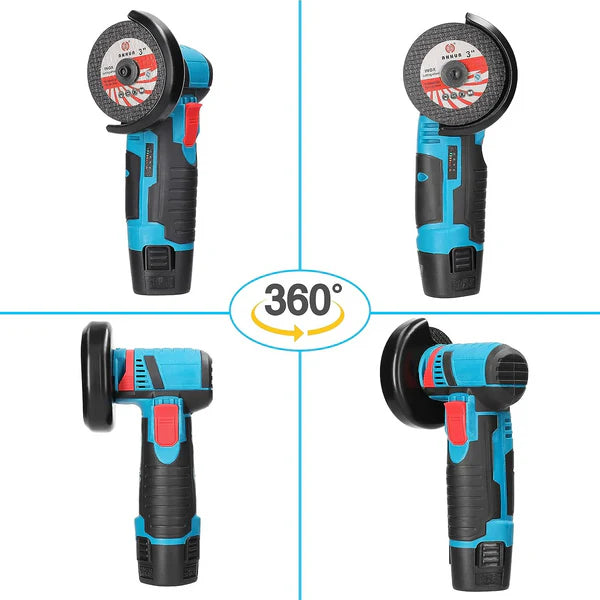 Mini Polizor Unghiular Electric cu 2 Acumulatori si 2 Discuri,Flex Portabil, 12V, Disc 76MM
