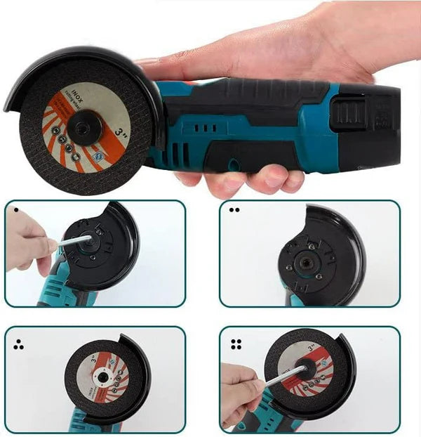 Mini Polizor Unghiular Electric cu 2 Acumulatori si 2 Discuri,Flex Portabil, 12V, Disc 76MM