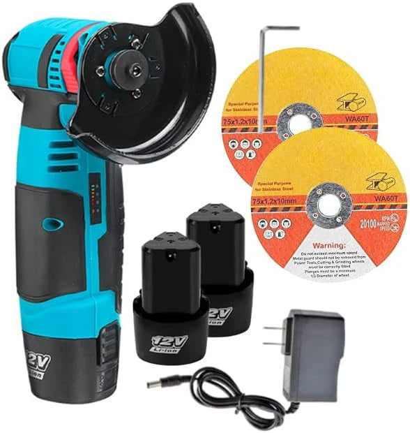 Mini Polizor Unghiular Electric cu 2 Acumulatori si 2 Discuri,Flex Portabil, 12V, Disc 76MM