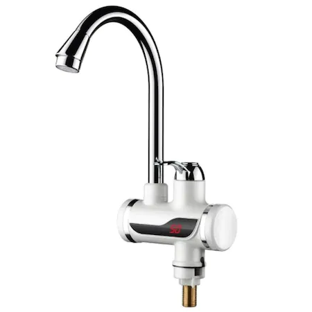 Robinet Electric Instant Cu Montare Pe Chiuveta, AfisaJ LCD Temperatura, Incalzire Instantanee A Apei, 2.5l/minut, Alb