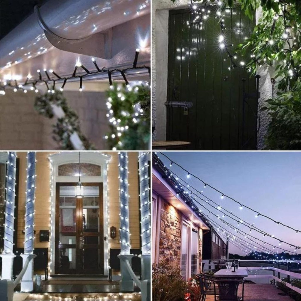 Instalatie de Craciun, rola 50m, cu jocuri de lumini led, Led cu Lumina Puternica ALB RECE