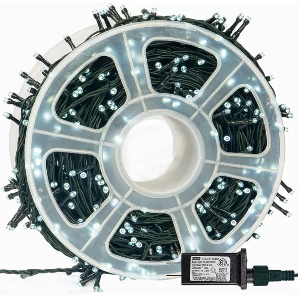 Instalatie de Craciun, rola 50m, cu jocuri de lumini led, Led cu Lumina Puternica ALB RECE
